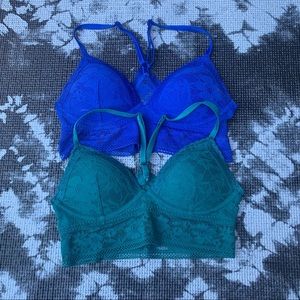 2 blue and green Victoria’s Secret bras
